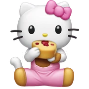 Hello kitty eating  sticker