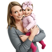 smiling girls with baby sticker