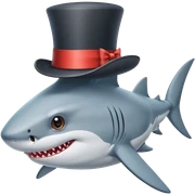 Shark with a top hat sticker