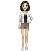 white girl with black hair, full body sticker