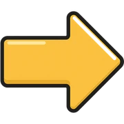 Make the arrow a shiny gold tone with no background in an icon style with lineal color and black outlines. sticker