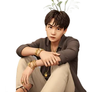 boy with jewelry and plants sticker