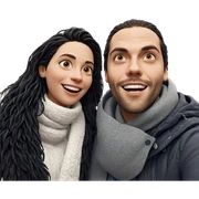 smiling couple at amusement park sticker