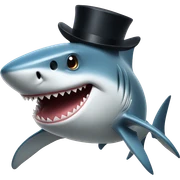 Shark with a top hat sticker