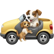 baby riding with dog in a car  sticker