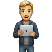 man holding ipad sticker