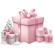 Light pink Christmas gifts under a white Christmas tree  sticker