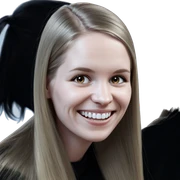 smiling girl with long blonde hair sticker