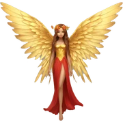 big wings, flower, Beautiful, fairy, gold,red, long hair sticker