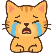 flat toon style crying cat sticker