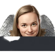 smiling boy with realistic wings sticker