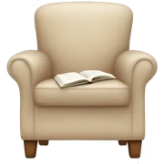Simple Beige Armchair with blanket and open book on it sticker