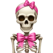Skeleton with pink bows sticker