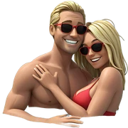 couple enjoying summer at beach sticker