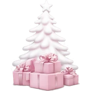 Light pink Christmas gifts under a white Christmas tree  sticker