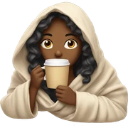 girl inside a blanket sipping coffee eyes closed sticker