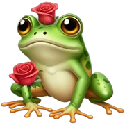 Frog with a rose sticker