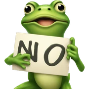 frog holding sign saying no sticker