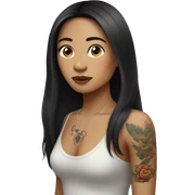 Filipino woman with dark long hair and tattoos  sticker
