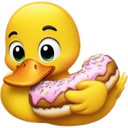 Yellow Duck eating donut  sticker