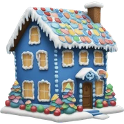 Blue gingerbread house sticker