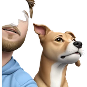 boy with dog and beard sticker