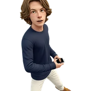 solo boy with phone outdoors sticker