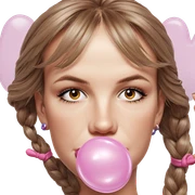 girl blowing bubble gum sticker