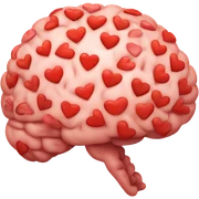 brain filled with red hearts sticker