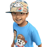 smiling boy with blue shirt sticker
