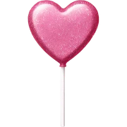 Pink heart shaped lollipop with glitter  sticker