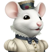 White mouse in Victorian dress sticker