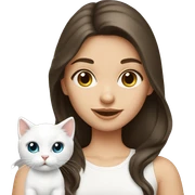 Brunette girl with white kitten sticker