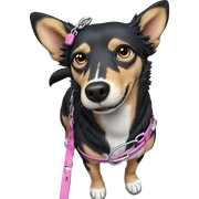 dog on a leash from above sticker