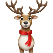 A reindeer in the snow with a red ribbon on its left horn sticker