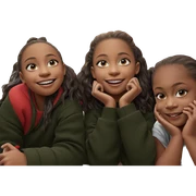 smiling girls by christmas tree sticker