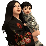 japanese couple in traditional attire sticker