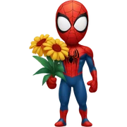 spider-man holding flowers  sticker
