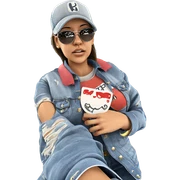 girl in denim with sunglasses sticker