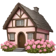 cottage with pink flowers sticker
