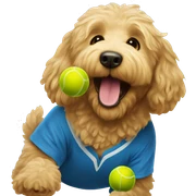 Golden doodle playing pickleball sticker