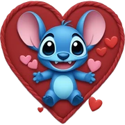 Stitch surrounded by hearts  sticker