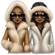 two teenage girls wearing fur coat and sunglasses glamour sticker