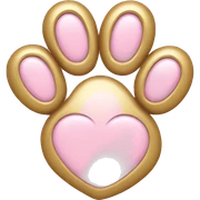Gold heart with light pink paw print  sticker