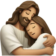 Jesus hugging a brunette woman sticker