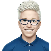 smiling boy in blue shirt sticker