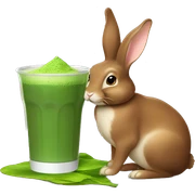 Flemish giant brown bunny drinking matcha sticker