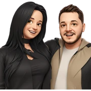 smiling couple in stylish attire sticker