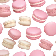two light pink macaron with pink and white icing sticker