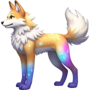 Anthro Colorful Shiny Fionbri-Falvie-sparkle-wolf-sona with colorful markings full body sticker